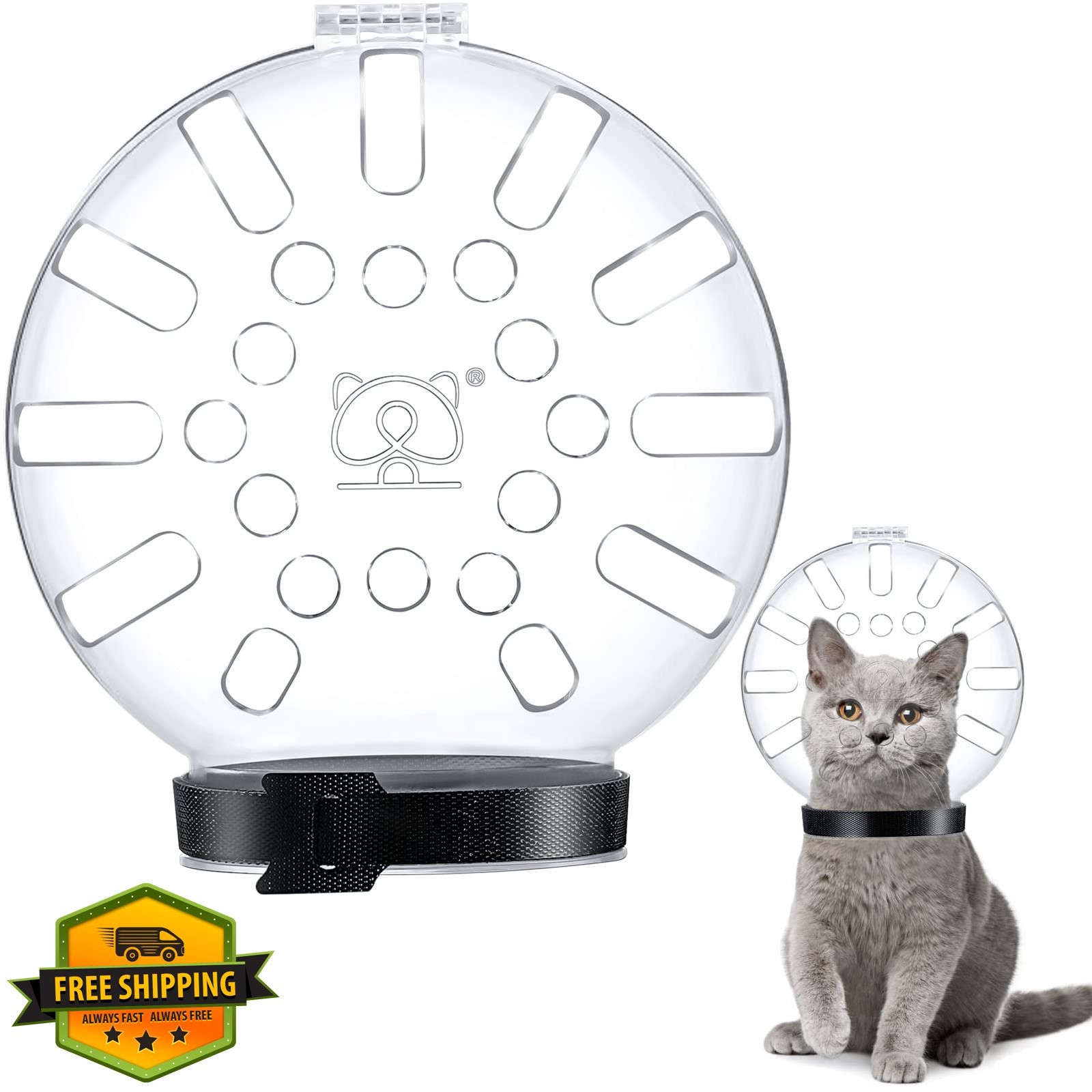 WOWAMZ Cat Muzzle L Grooming Helmet Anti Bite Transparent Hood