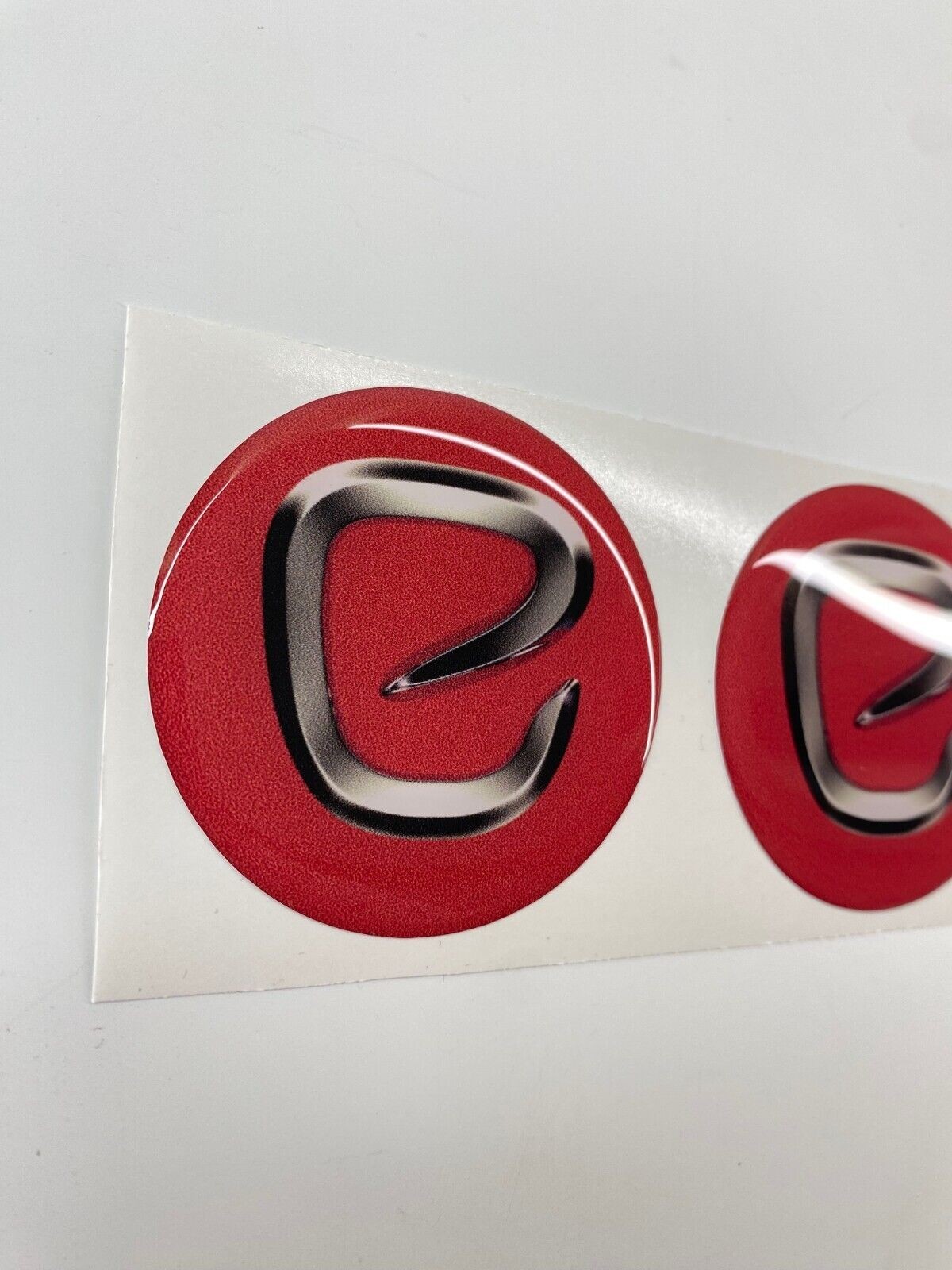 Elddis decal, Elddis caravan wheel centre 58mm decal, Red with logo print, x2