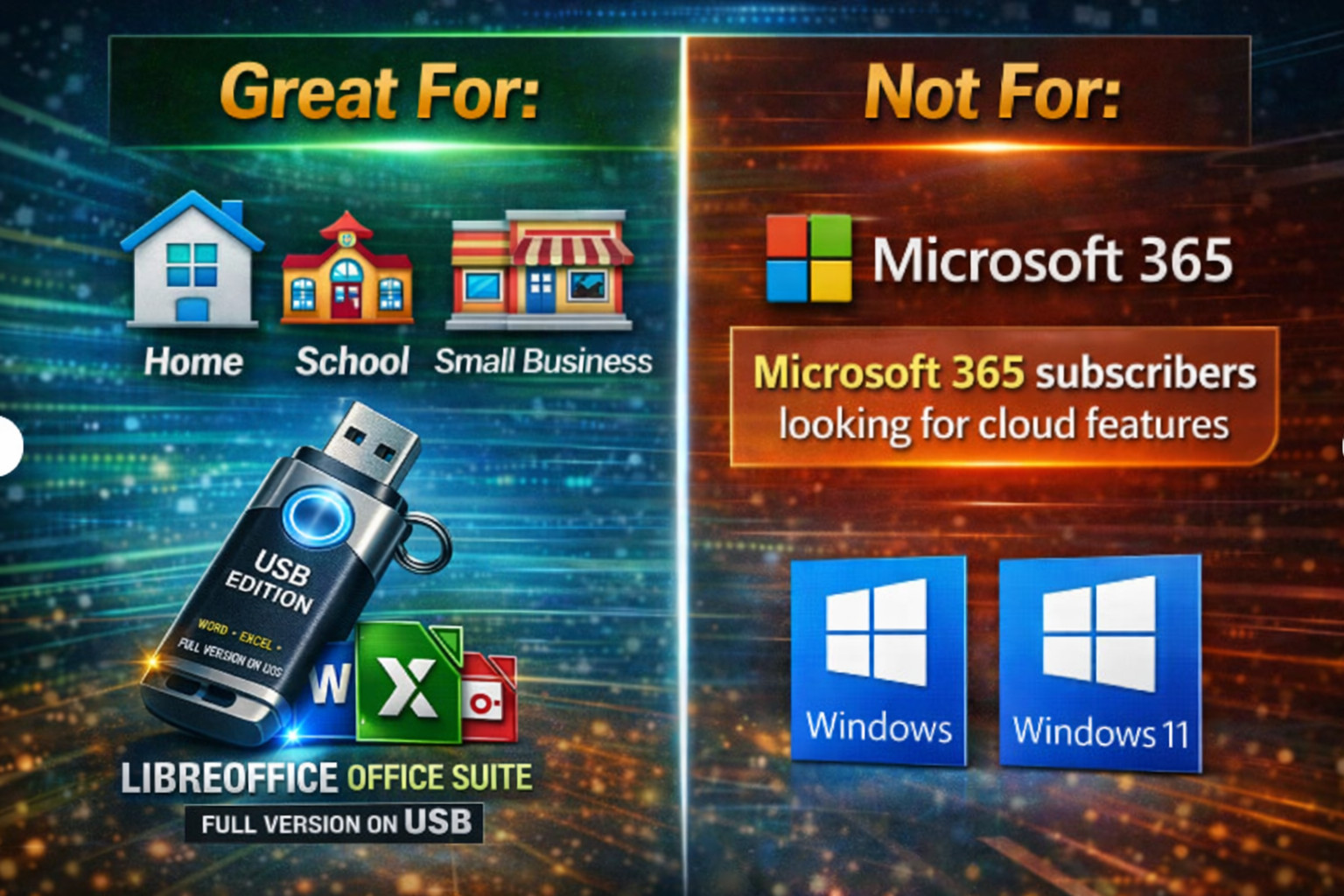 LibreOffice Office Suite USB | Opens DOCX XLSX PPTX | Offline No Subscription