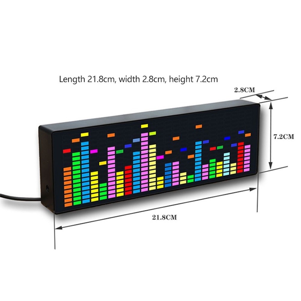 VU Meter Audio Analyzer 21.8*2.8*7.2cm 3W 7 Color Mode ABS Material C256