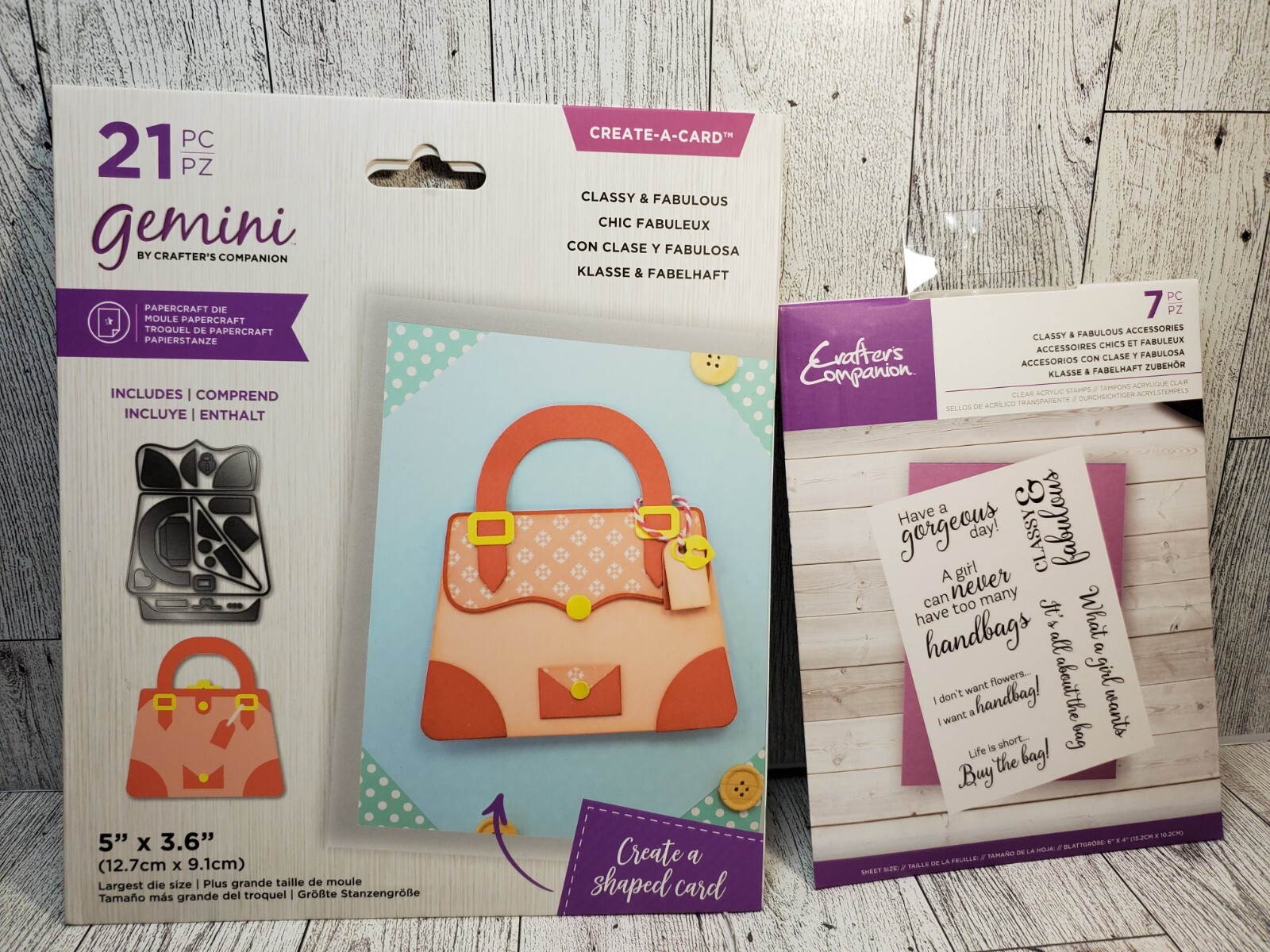 CC3 Crafters Companion Classy & Fabulous Purse Handbag Dies & stamp sets New