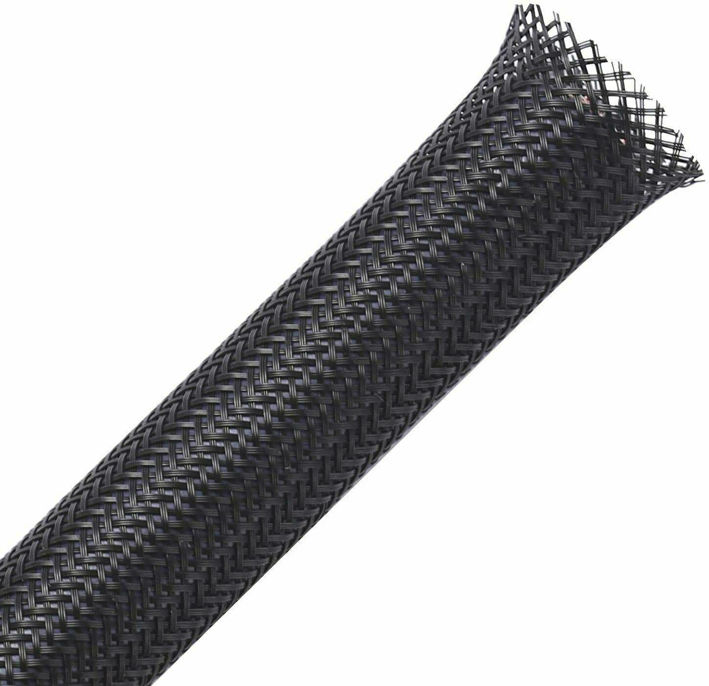 3/4 Inch Black Expandable Wire Cable Sleeving Sheathing Braided Loom 50 Feet