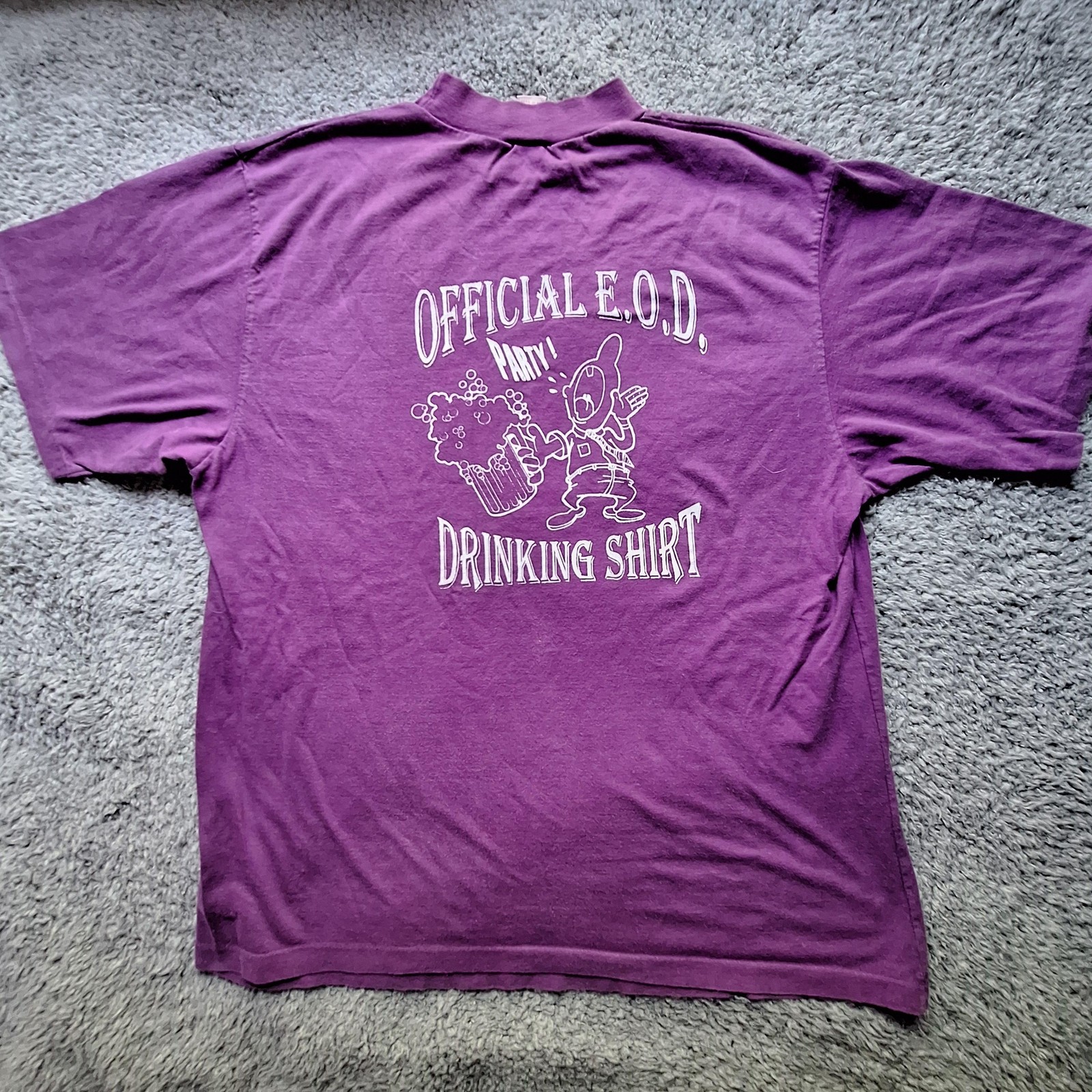 Vintage Official EOD Drinking Shirt Mens Large Purple Party Graphic Funny 90s