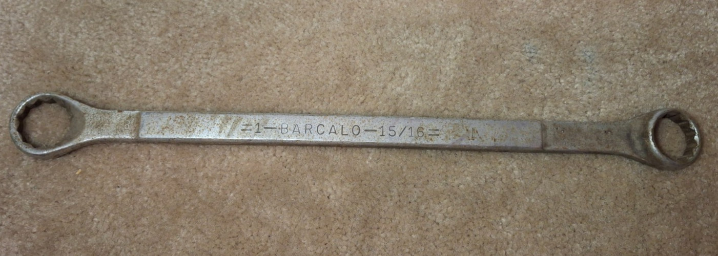 Vintage Barcalo 15/16"  Box End Wrench Scooped Design, Forged Alloy U.S.A.