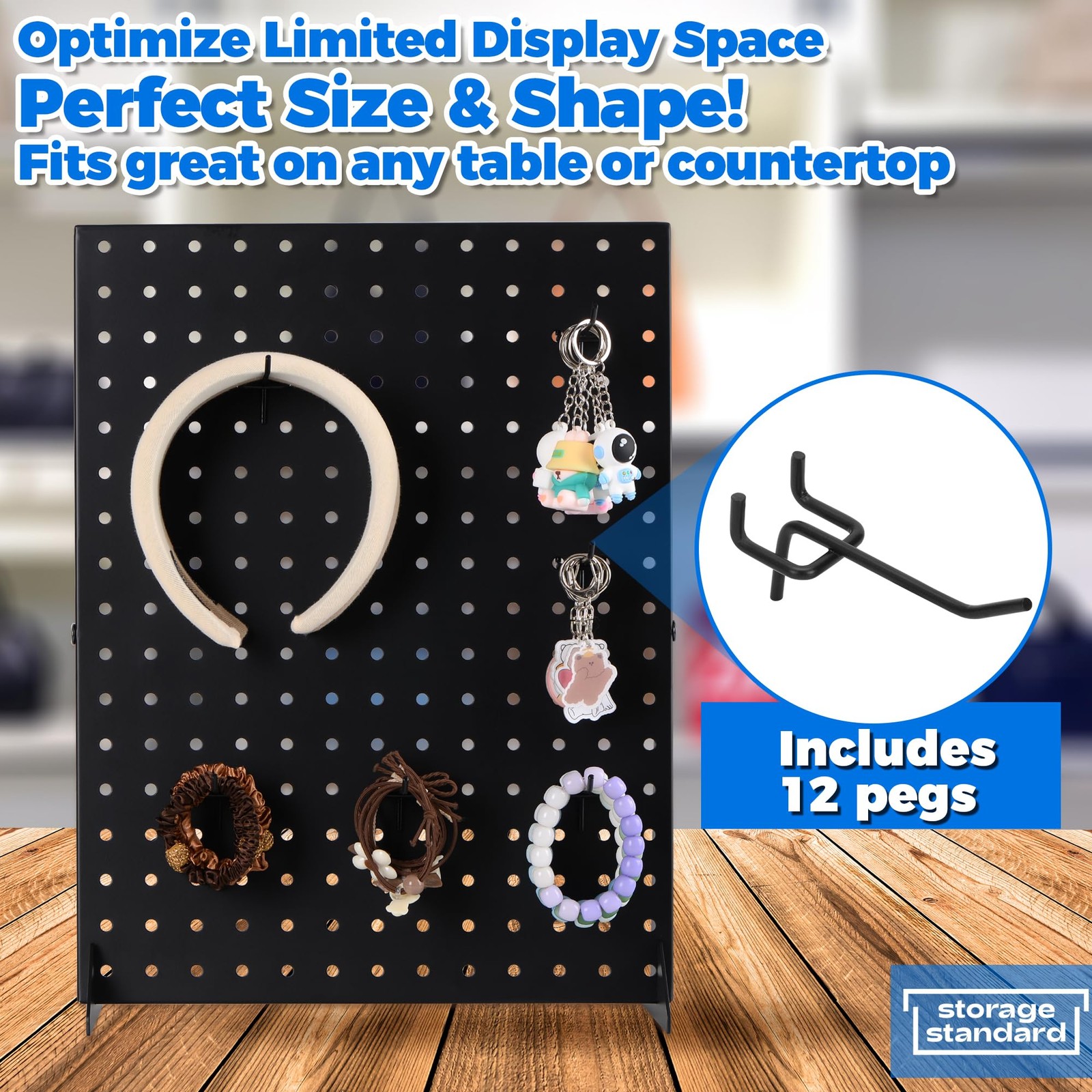 Pegboard Display Stand With 12 Peg Hooks for Retail Craft Shows & Fairs - Met...