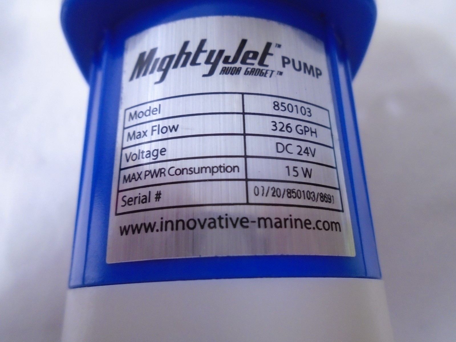 Innovative Marine MightyJet DC Return Pump 326 GPH Model No. 850103