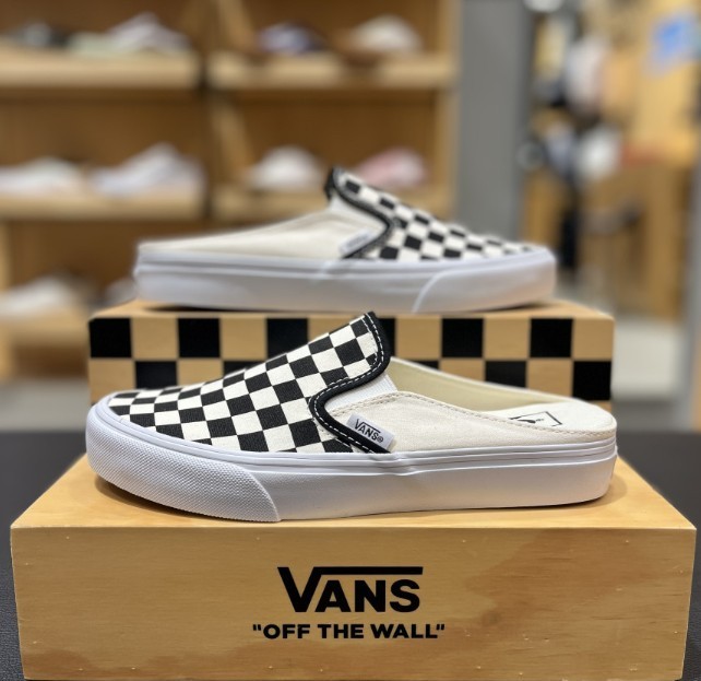 Vans Classic Slip-On Mule Checkerboard Black White Unisex Shoes VN0004KTEO1
