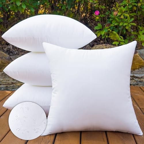 16x16 Outdoor Pillow Inserts – Set of 4, Waterproof Square 16x16 Inches Pack 4