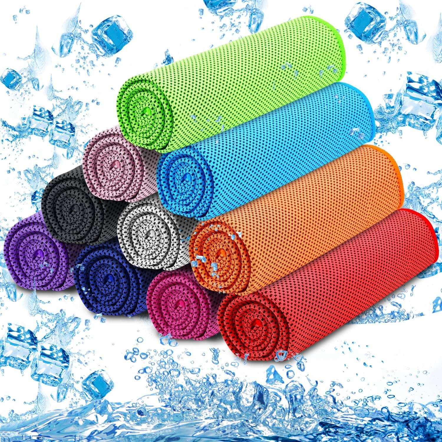10 Pack Cooling Towels, Cooling Towels for Neck and Face, Sweat Microfiber
