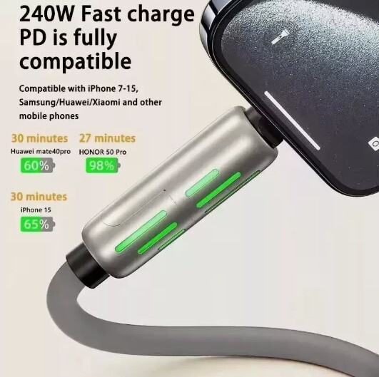 4 in 1 Multi-USB Charging Cable - MAX 240W Fast Charging/With USB A+ Type-C 5ft
