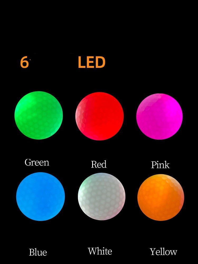 PACK OF 6 Flashing Glowing Golf Ball Night Glow Luminous Light up LED Golf Ball