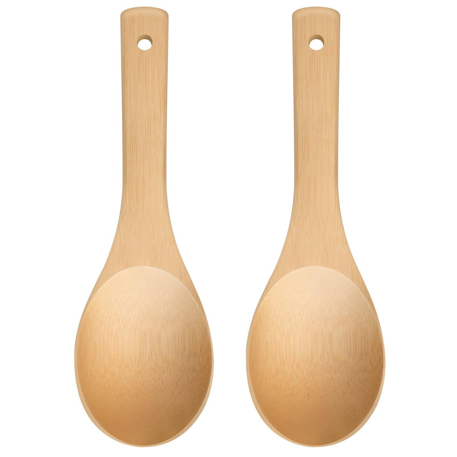 Bamboo Rice paddle 2pcs Wooden Spoons for Serving Utensil, Wood rice scooper ...