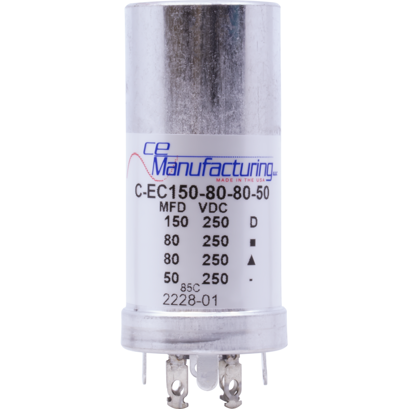 Capacitor, CE Mfg., 250 V, 150/80/80/50 μF