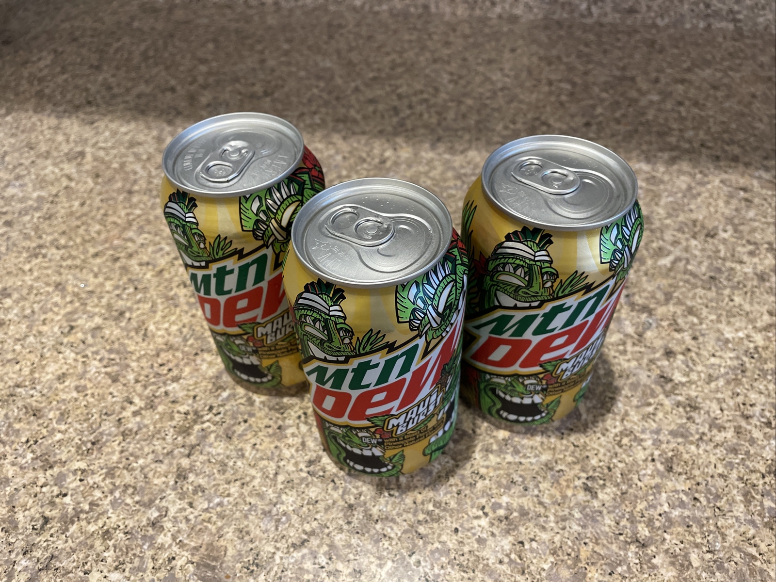 Mountain Dew Maui Burst Pineapple Soda Mt 2023 3 Cans Lot 12oz New Limited DG 12