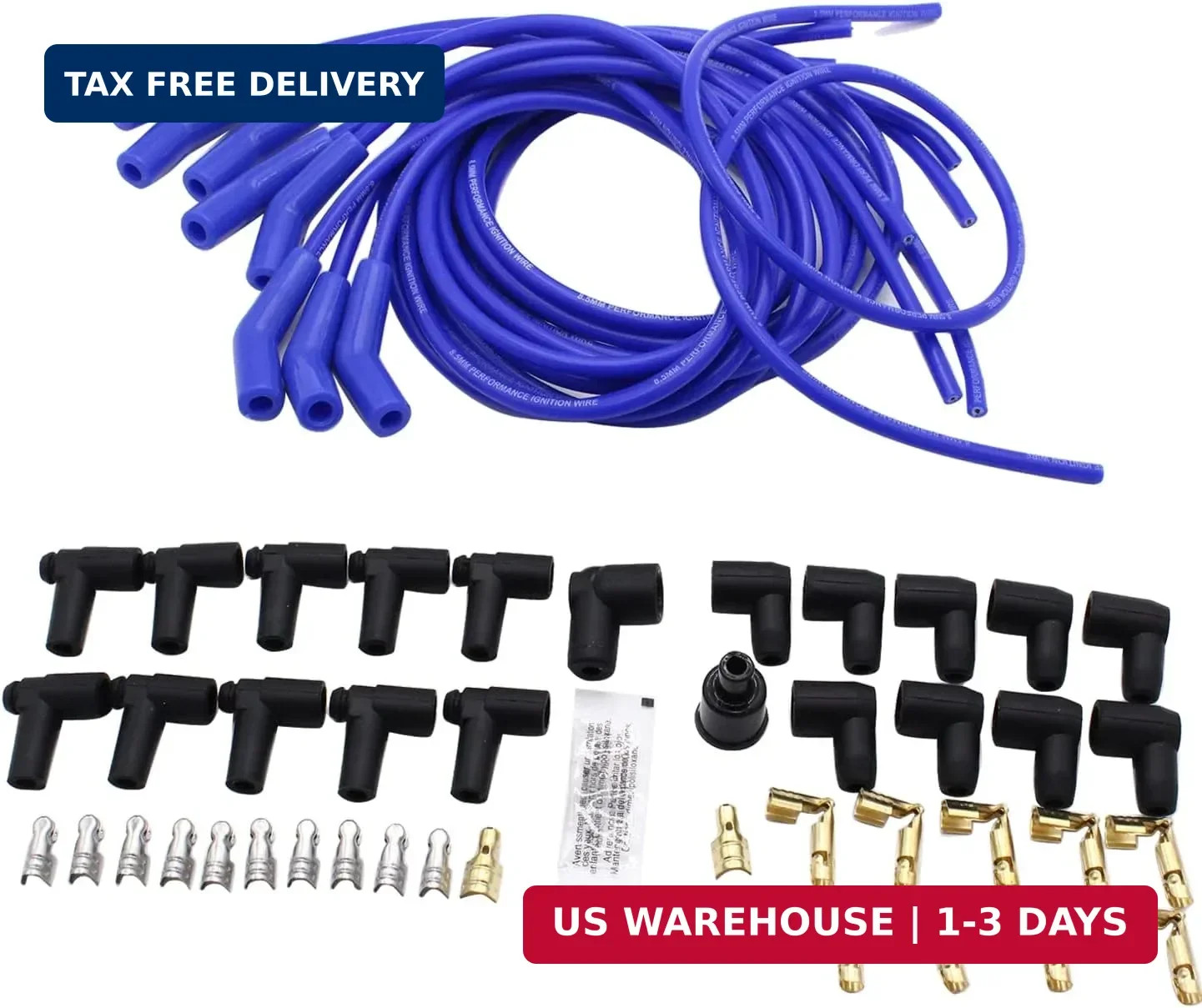1 Set SHLPDFM Spark Plug Wires 8.5mm Blue Universal 135 / 45 Degree Hei Spark Pl