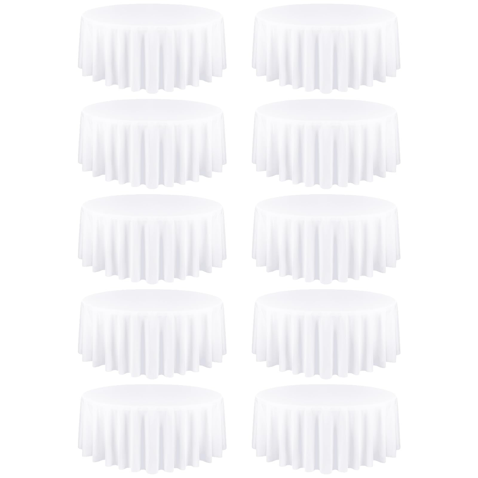 YMHPRIDE 10 Pack White Round Tablecloths 90 Inch - Circle Bulk Polyester Fabr...