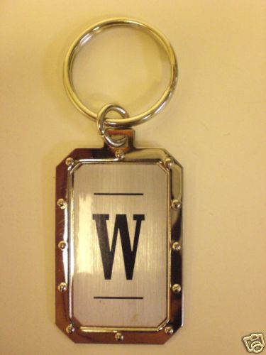 HEAVY DUTY SILVER/CHROME/BLACK INITIAL "W" KEYCHAIN