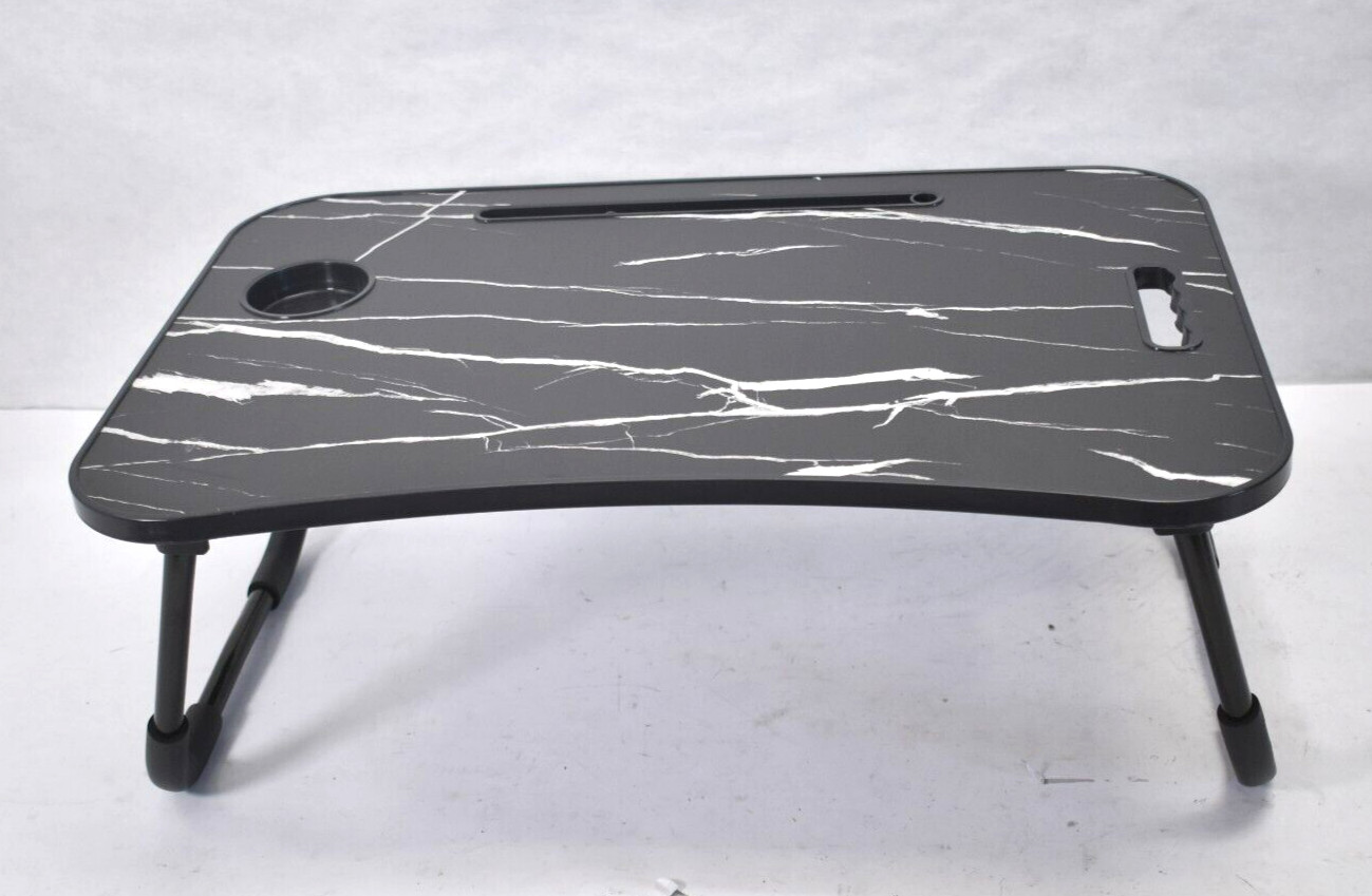 Adjustable Laptop Tray Table Stand Foldable Bed Notebook Tray Cup Slot Black