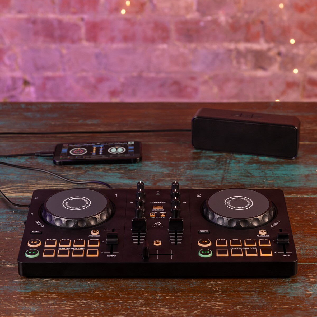 AlphaTheta DDJ-FLX2 Compact Beginner 2-Channel Serato DJ Controller, Headphones