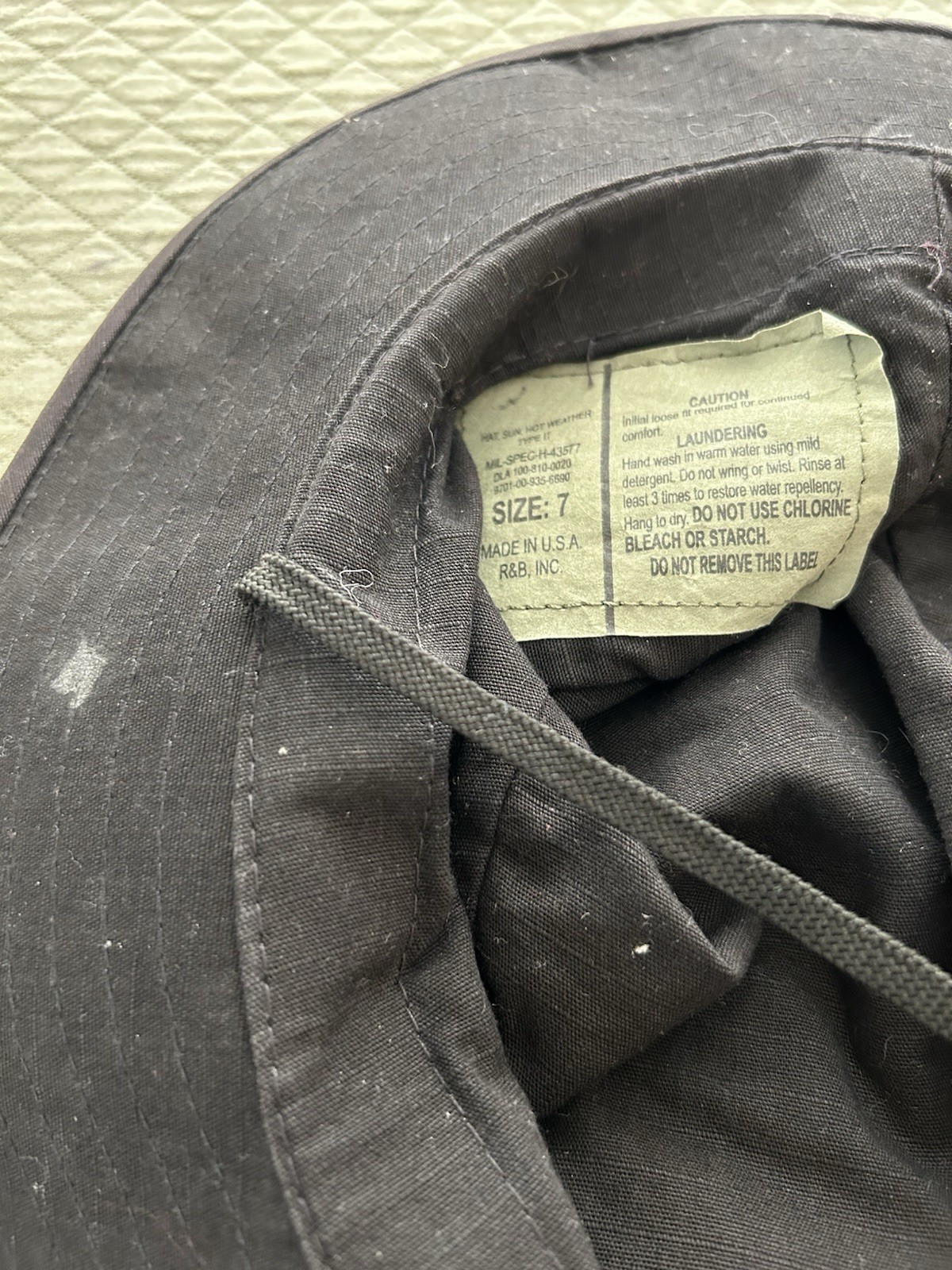 R & B USGI SUN Black BOONIE HAT Mil-Spec H-43577 Size 7