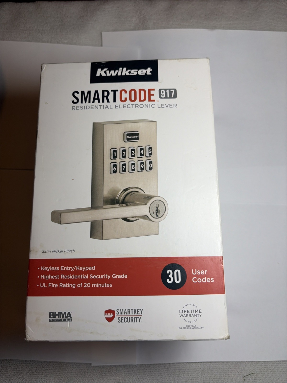 Kwikset Smartkey Halifax Door Lever Smartcode 917 Satin Nickel