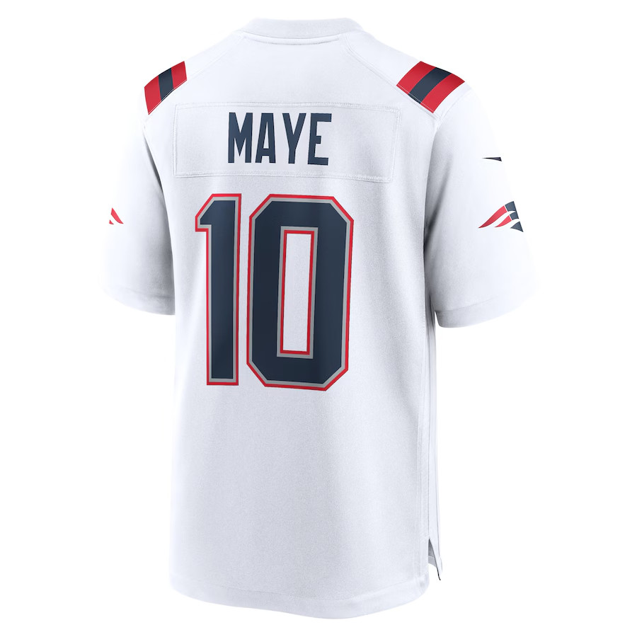 Men's Drake Maye Red Player Game Jersey - Fully Stitched