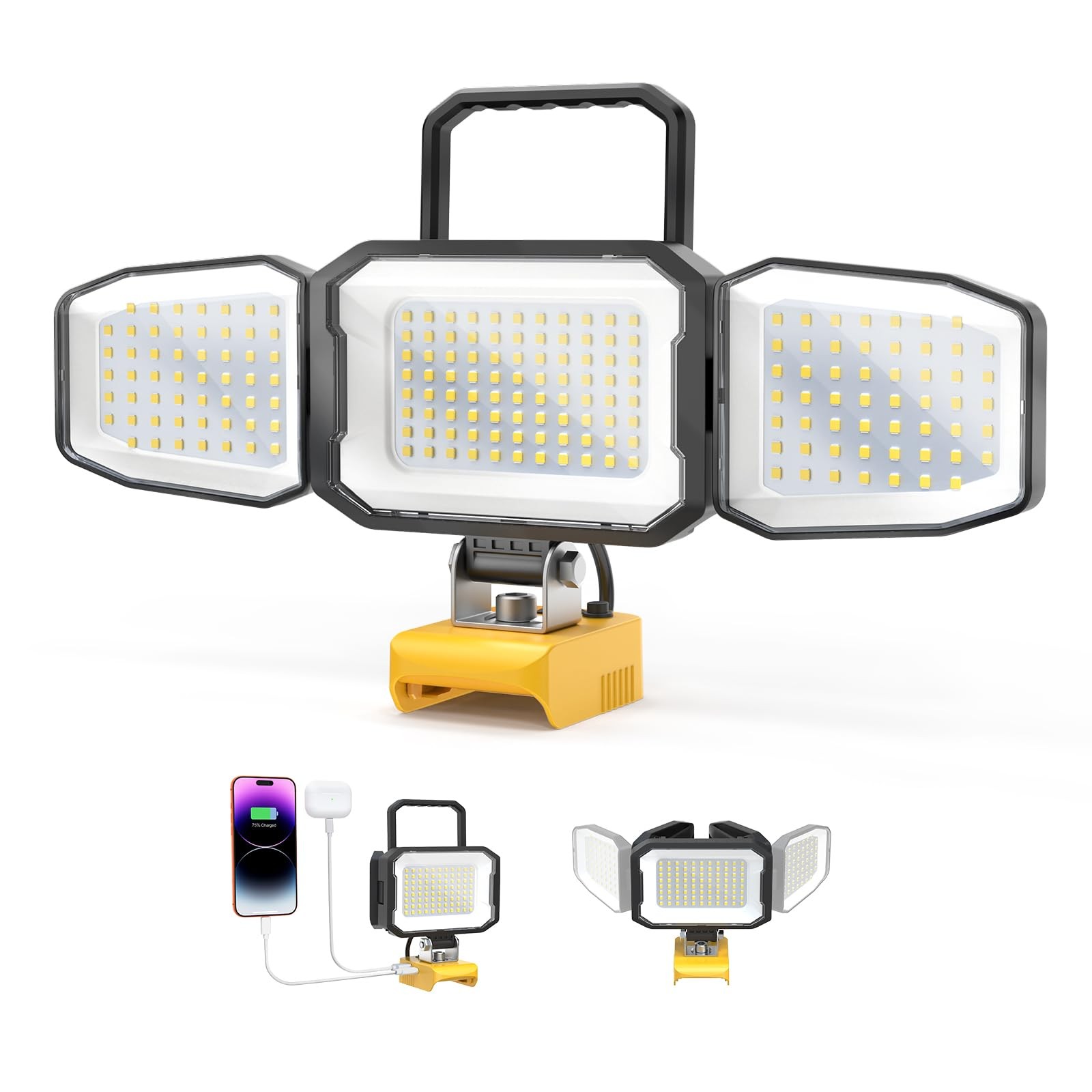 LED Work Light Compatible with DeWalt 20V Battery, 150W 15000LM Flood Light, ...