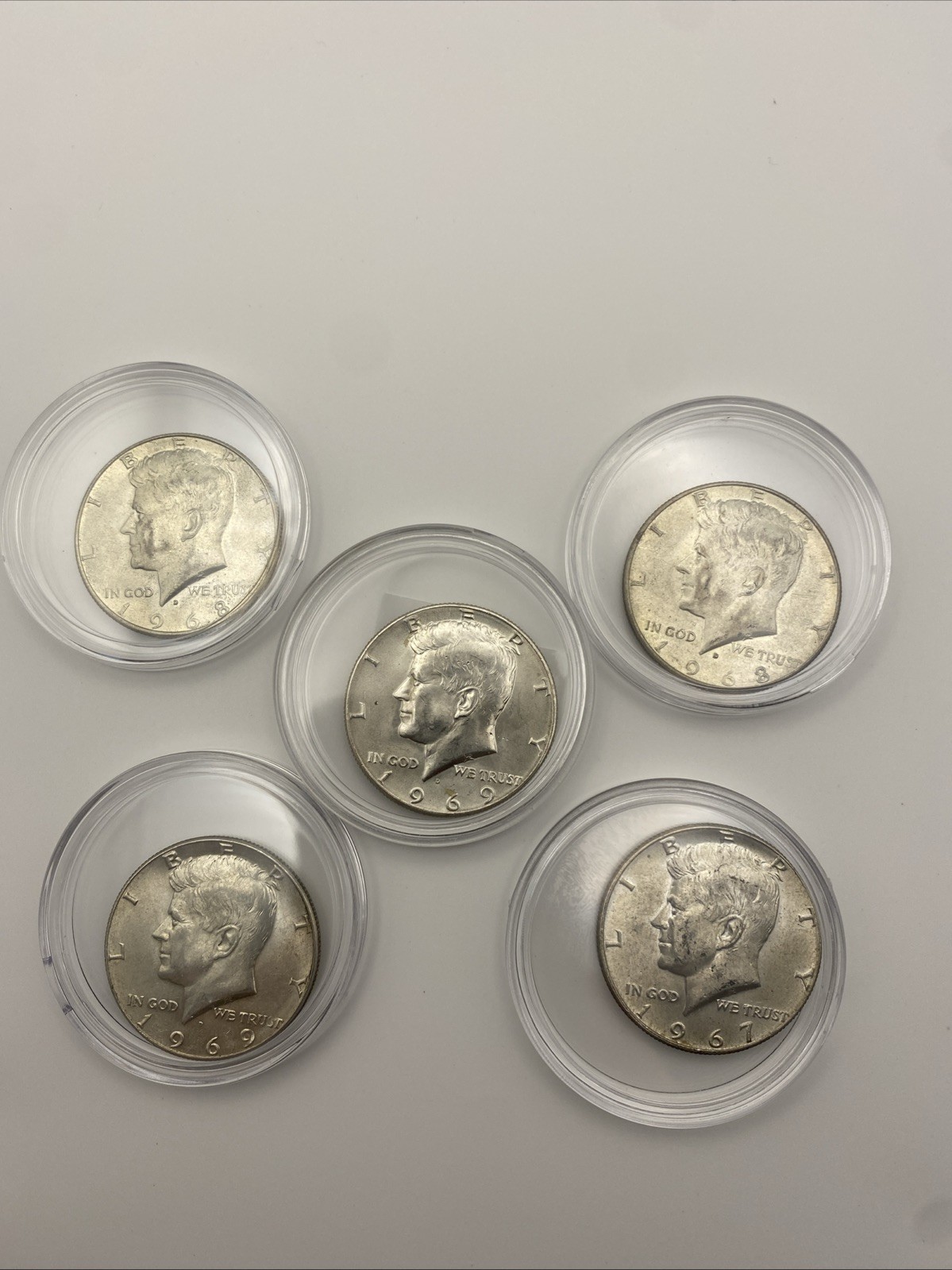 1967-1969 Kennedy Half Dollar 40% Silver Coins Lot Of 5 Stunning Coins 🔥