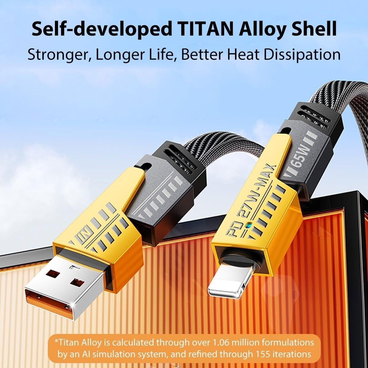 65W 4ft 4-in-1 Multi-Function Charging Cable, Universal USB-C Charging Cable
