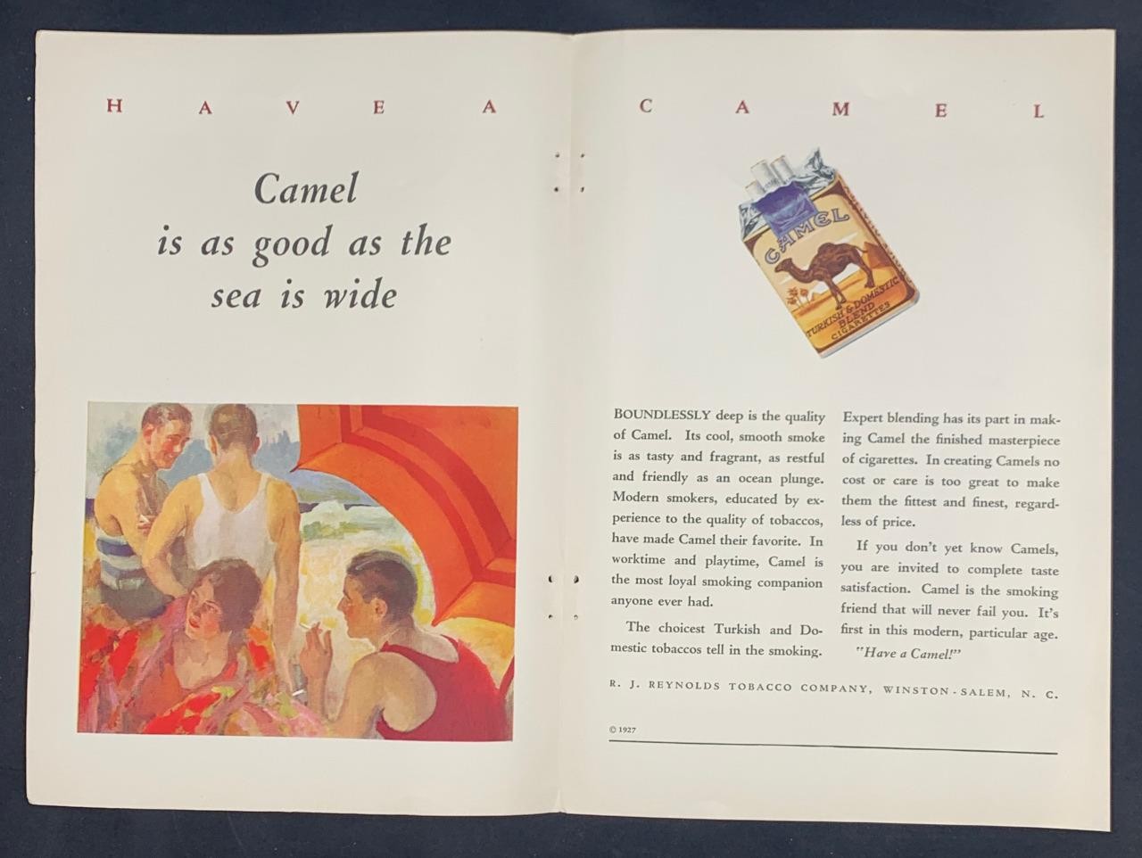 Magazine Ad - 1927 - Camel Cigarettes - (2 pages)