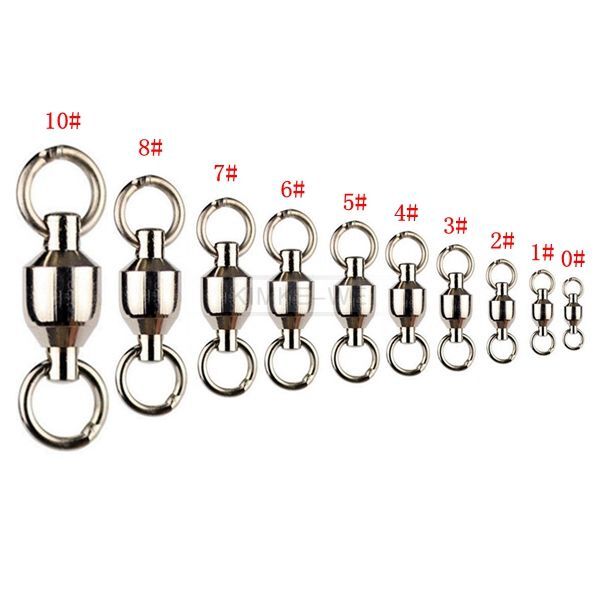 Lot 0/1/2/3/4/5/6/7/8/10# Heavy Duty Ball Bearing Swivel Solid Rings Sea Fishing