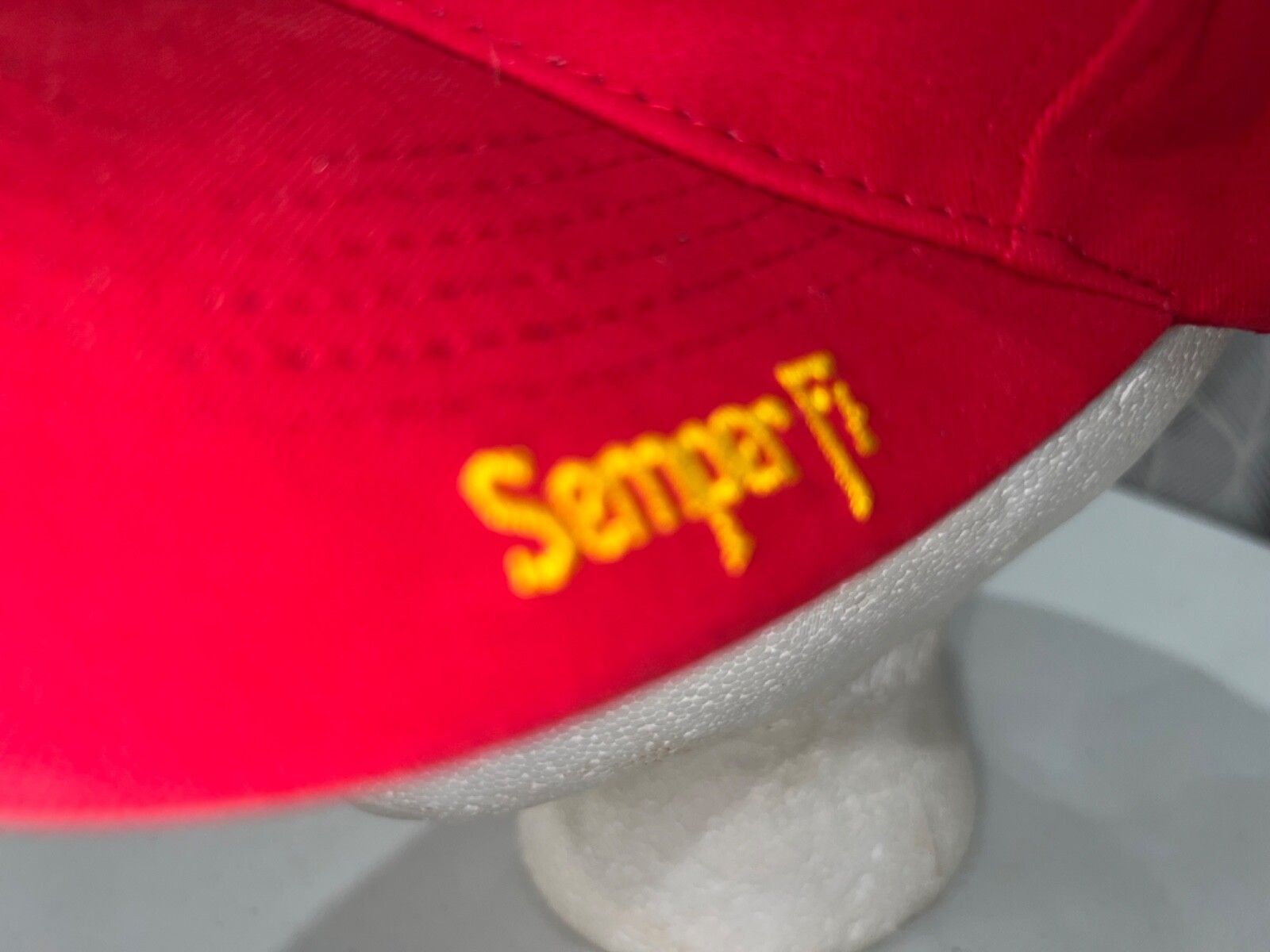 Red USMC Semper FI Hat Cap with Gold Embroidery Hook Loop Marinesdirect.com EUC