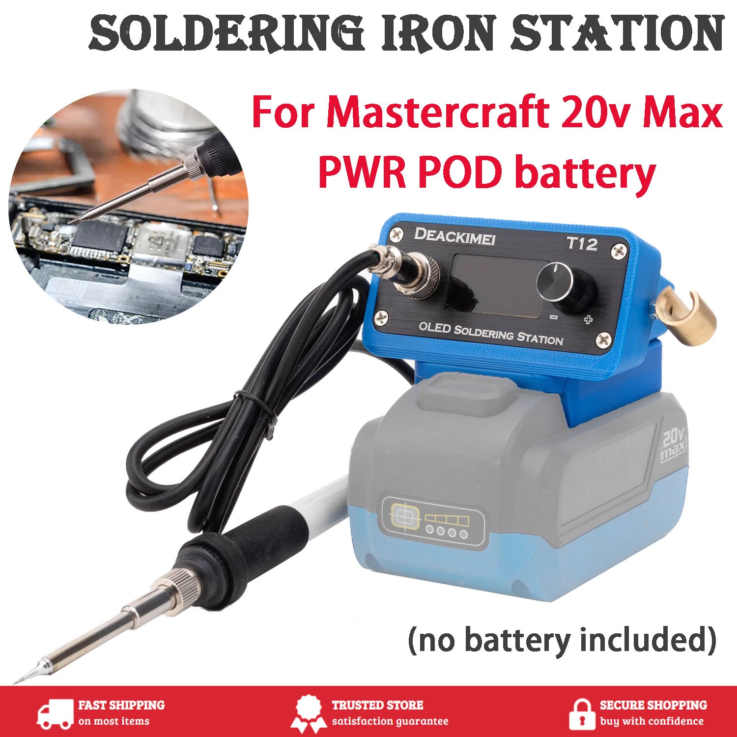 Soldering Iron Station For Mastercraft 20v Max Battery T12 Console OLED screen