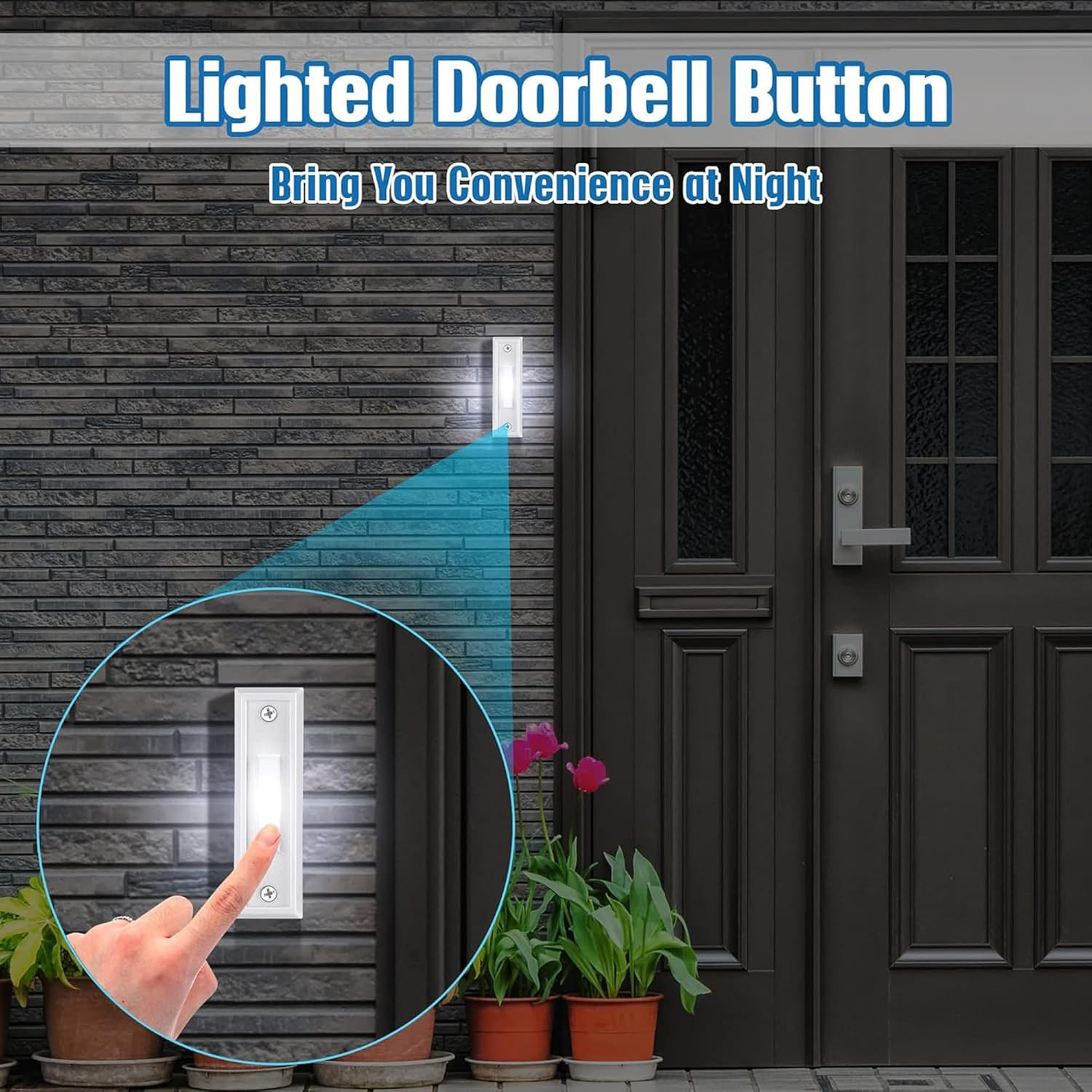 2 Pieces Lighted Doorbell Button, Wired Doorbell Push Button, Replacement Wall M