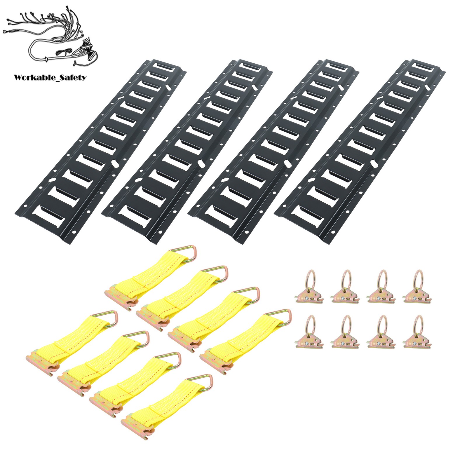 BLK 20 Pack 2 Foot E Track Rails Powder Coated Steel For Cargo Trailer Tie Down