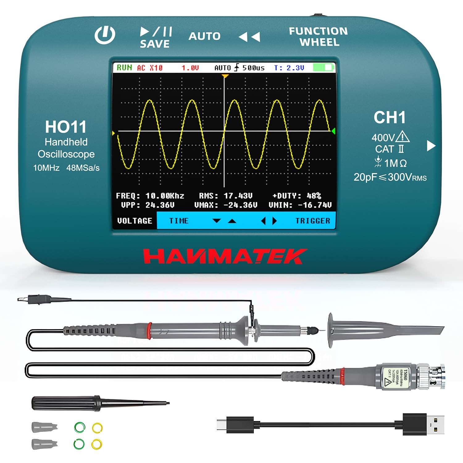 Portable 10MHz Oscilloscope with 2.8” TFT Display and Advanced Trigger System