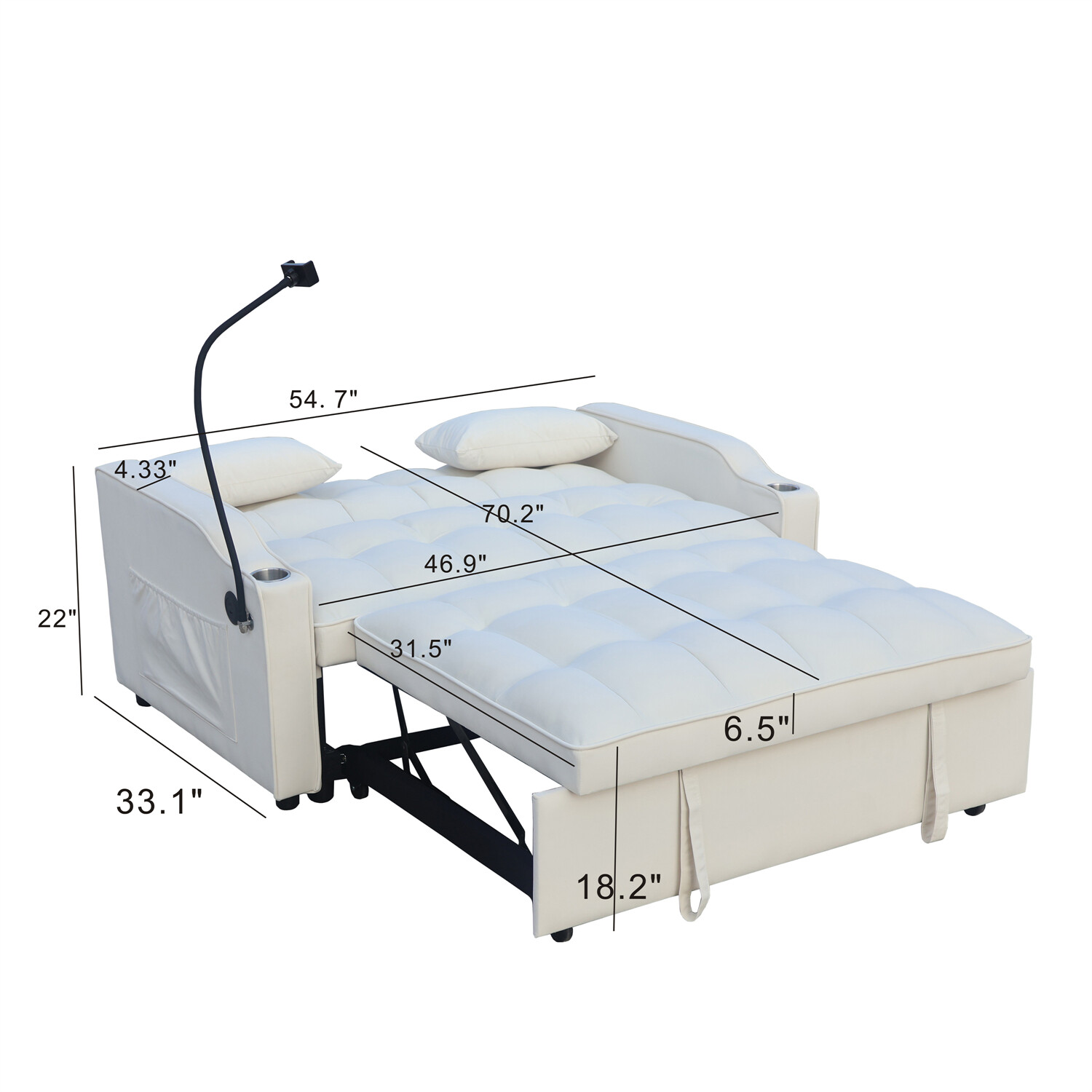 Convertible Sleeper Sofa Bed Loveseat Sofa 2-Seater Couch w/ Pull-Out Bed