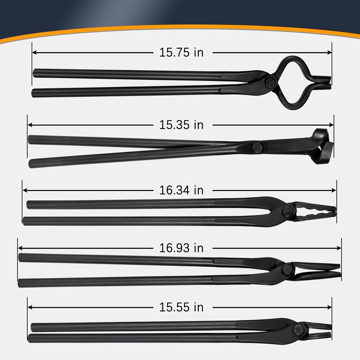 Knife Making Blacksmith Tongs Bladesmith Hand Tool Set Anvil Vise Forge Flat 5PC