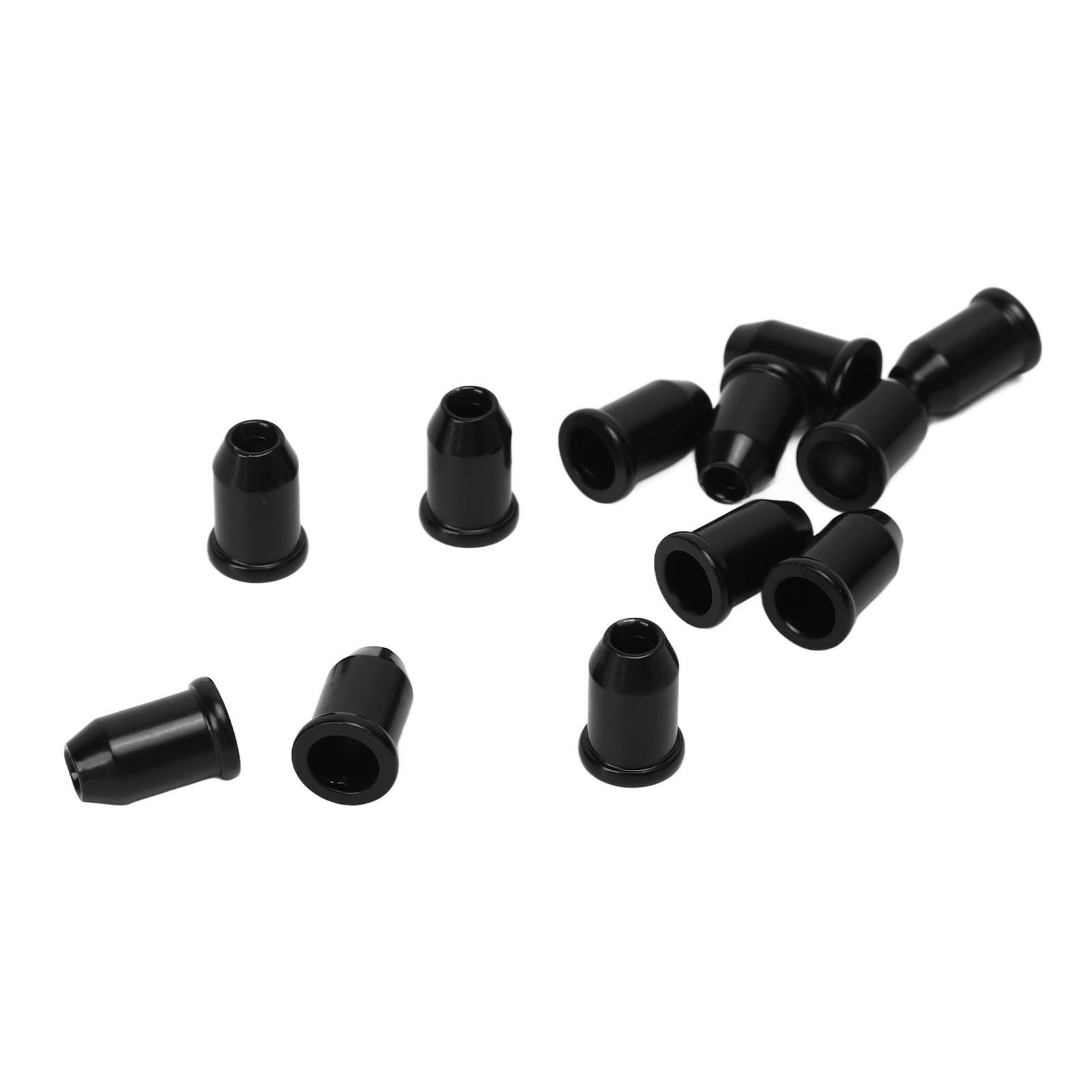 (Black)12x Guitar Ferrules String Cap Mounting Buckle Through Body Bushing ECA