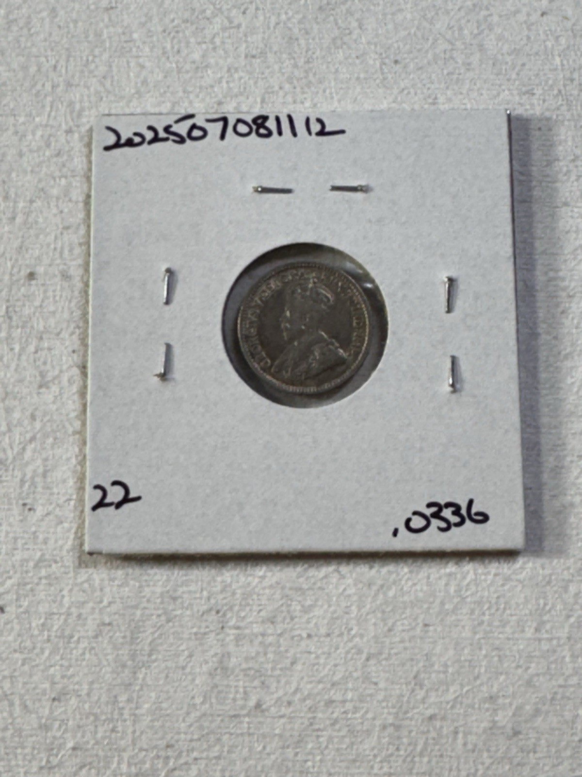 1912 Canada 5 Cents Silver Coin Cleaned