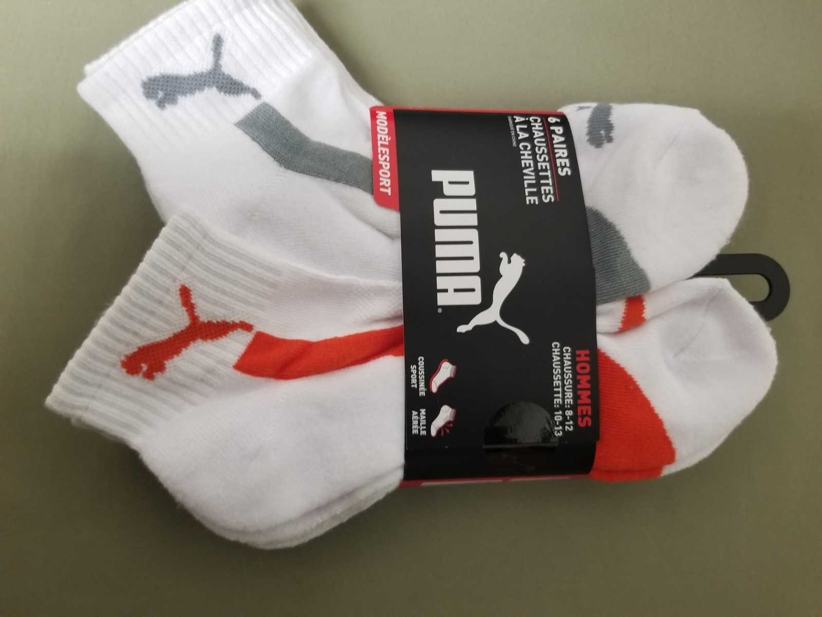New Mens Puma 6 Pair Quarter Crew Athletic Socks.