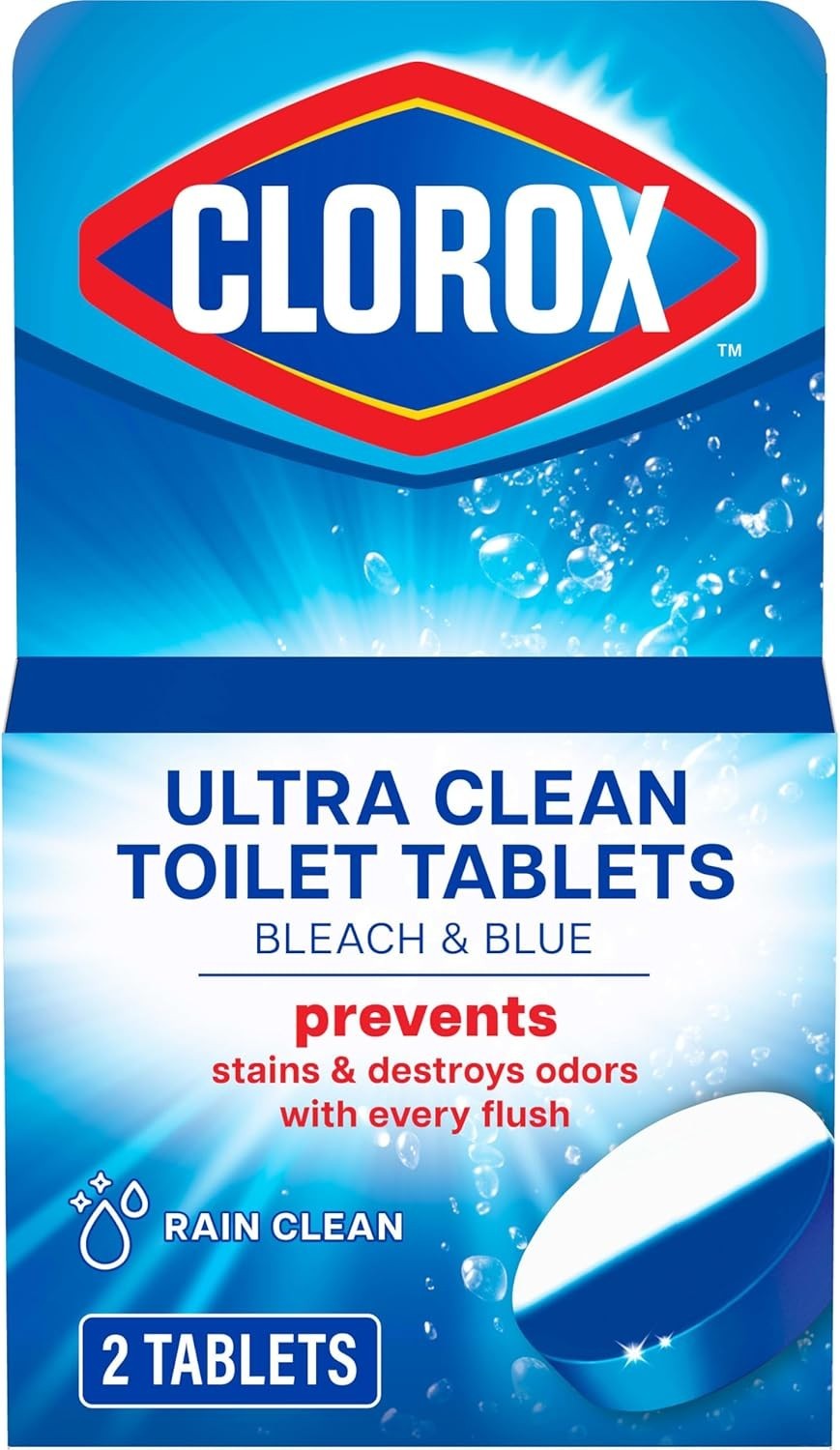 Ultra Clean Toilet Tablets Bleach & Blue, Rain Clean Scent 2.47 Ounces Each, 2 C