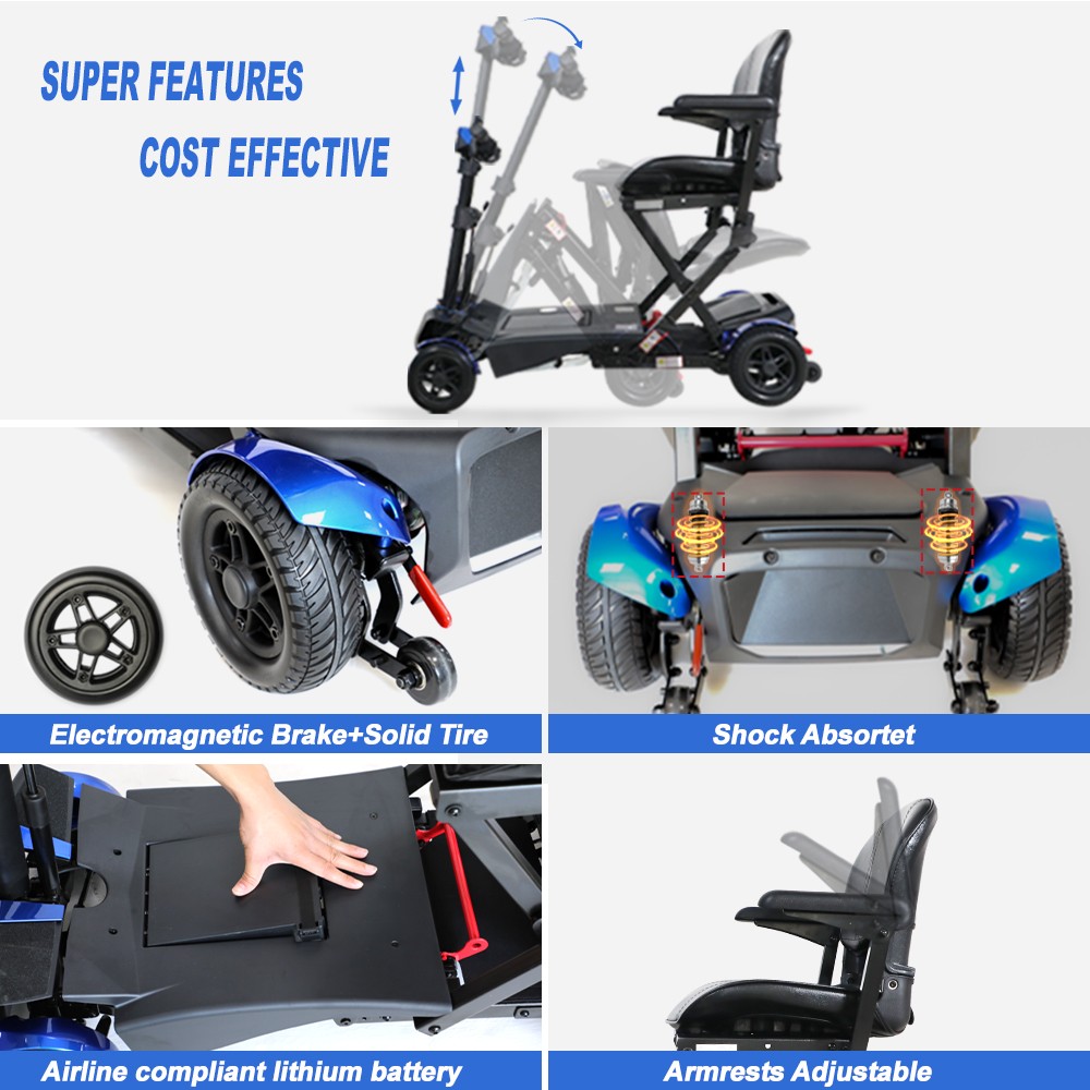 SOLAX Remote Control Foldable Electric Mobility Scooter with Suspension