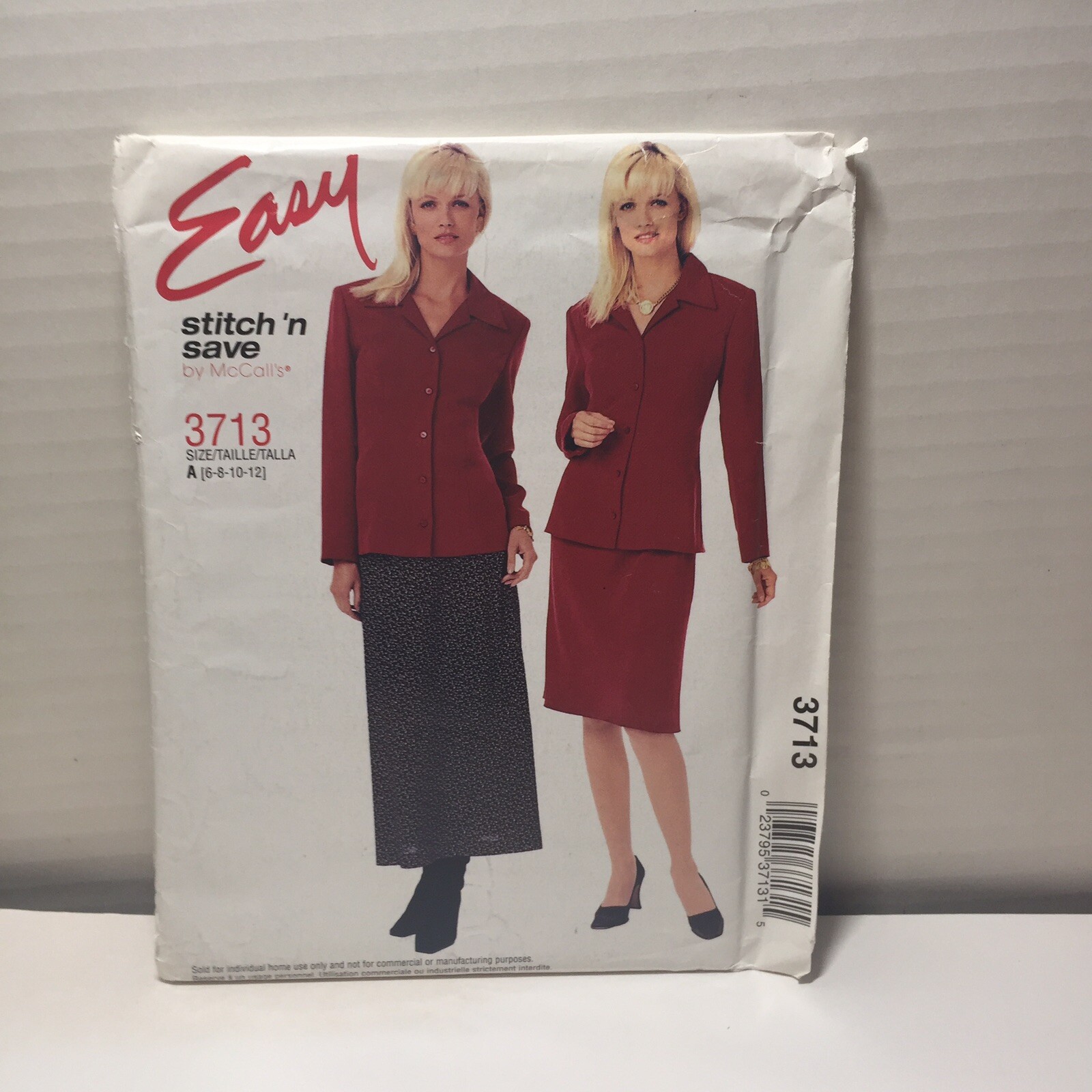 Easy Stitch 'n Save 3713 Size 6-12 Misses' Miss Petite Shirt-Jacket Bias Skirt