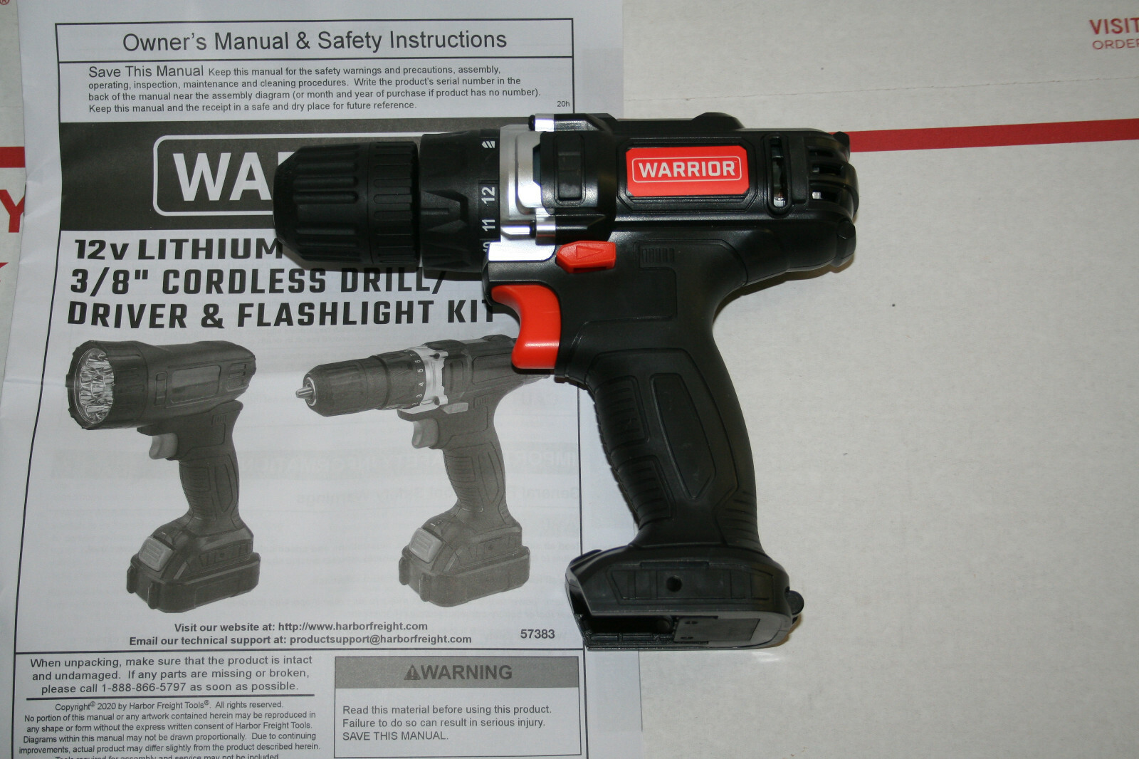 NEW Warrior Cordless Drill Driver 12V -3/8" Keyless Chuck -Bare tool, no battery