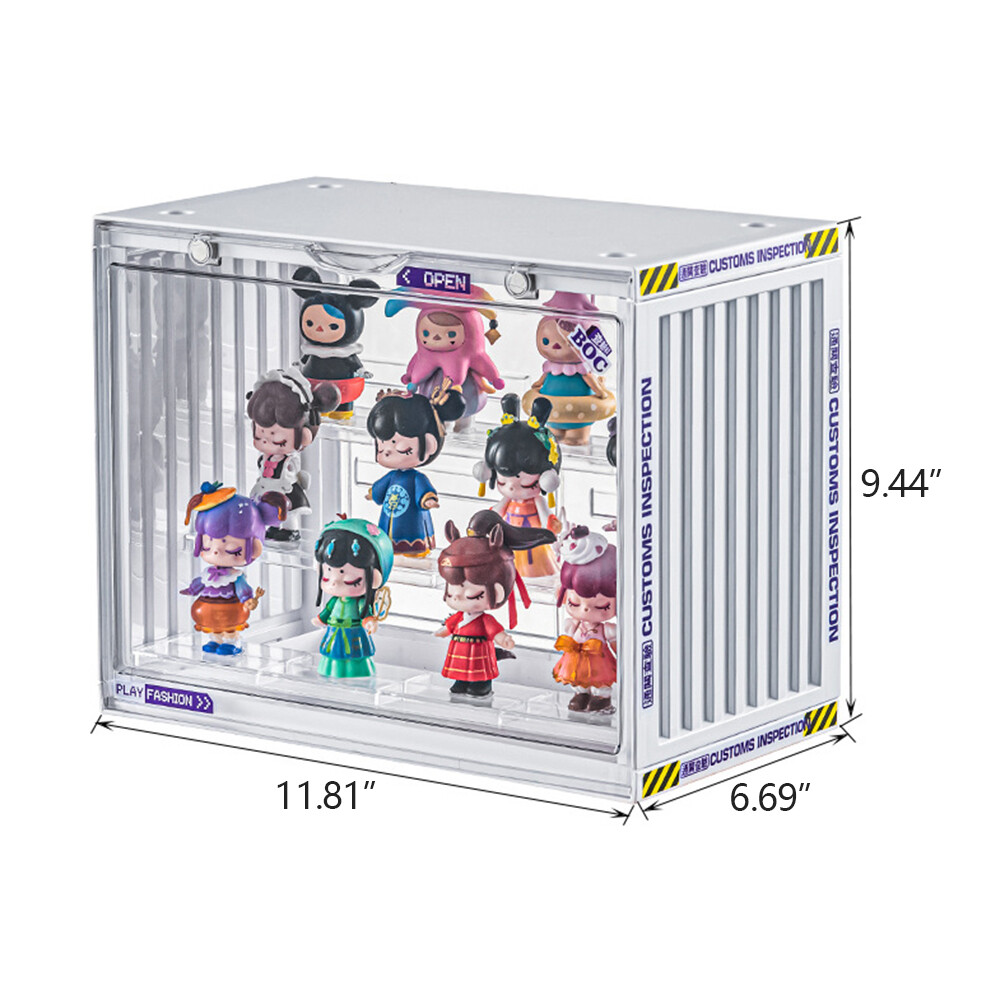 1/2 Clear Acrylic 3 Tier Figure Display Case with 2Movable Plates Stackable Show