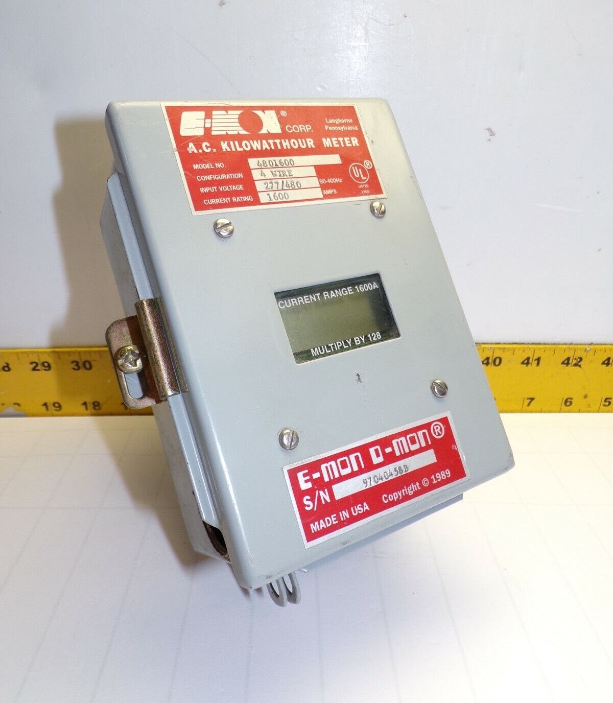 E-MON D-MON A.C. KILOWATTHOUR METER 4 WIRE 277/480 VAC 1600 AMPS  4801600