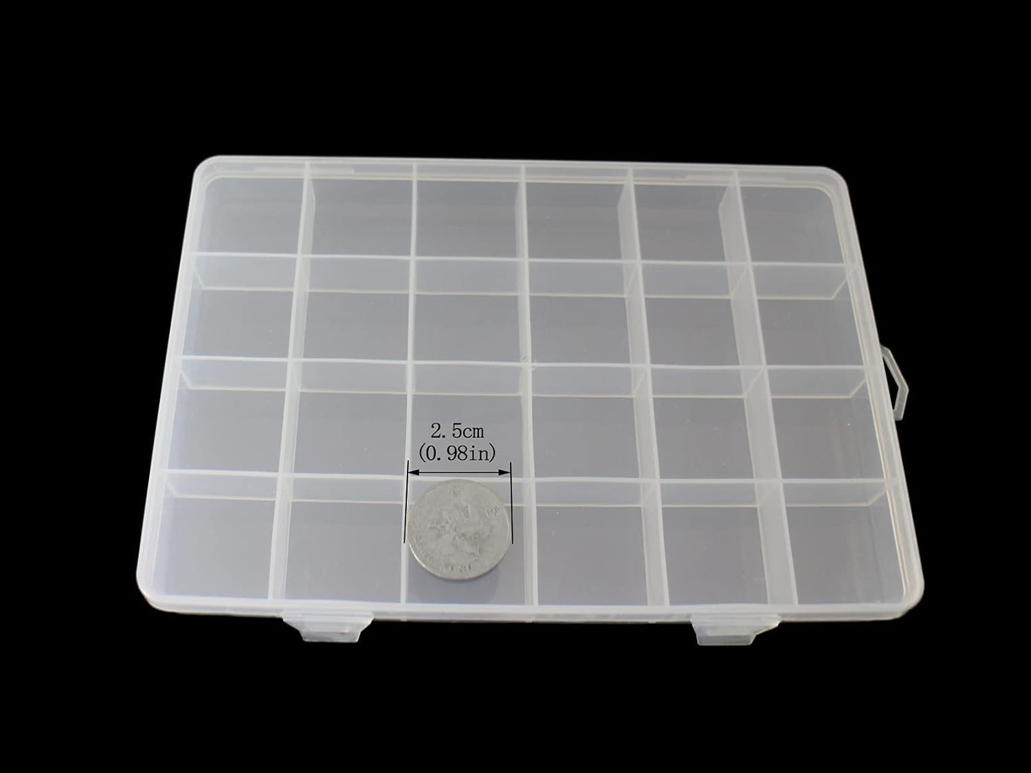 Bead Storage Containers (4pcs 24 Grids Box) Clear Plastic Bead Organizer Box ...