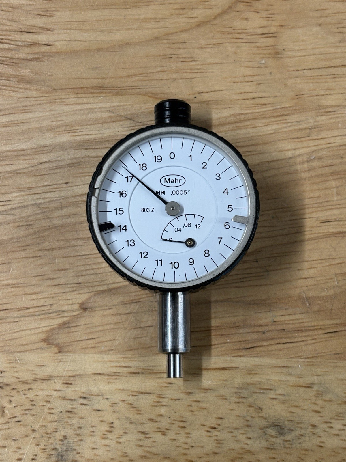 Mahr 803z Marcator 1.5” Dial test Indicator .0005" inch .120" range 8mm Germany