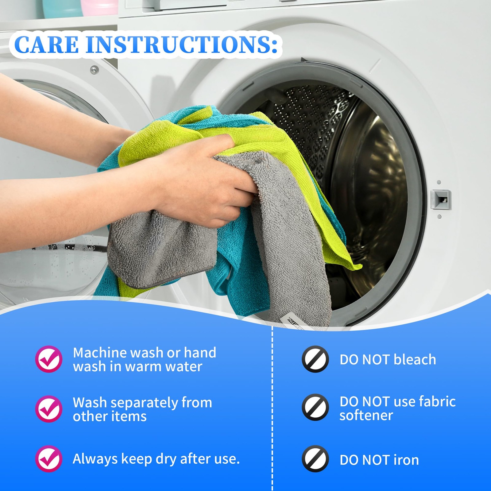 FIXSMITH Microfiber Cleaning Cloth - Pack of 12, Multi-Functional Towels, Siz...
